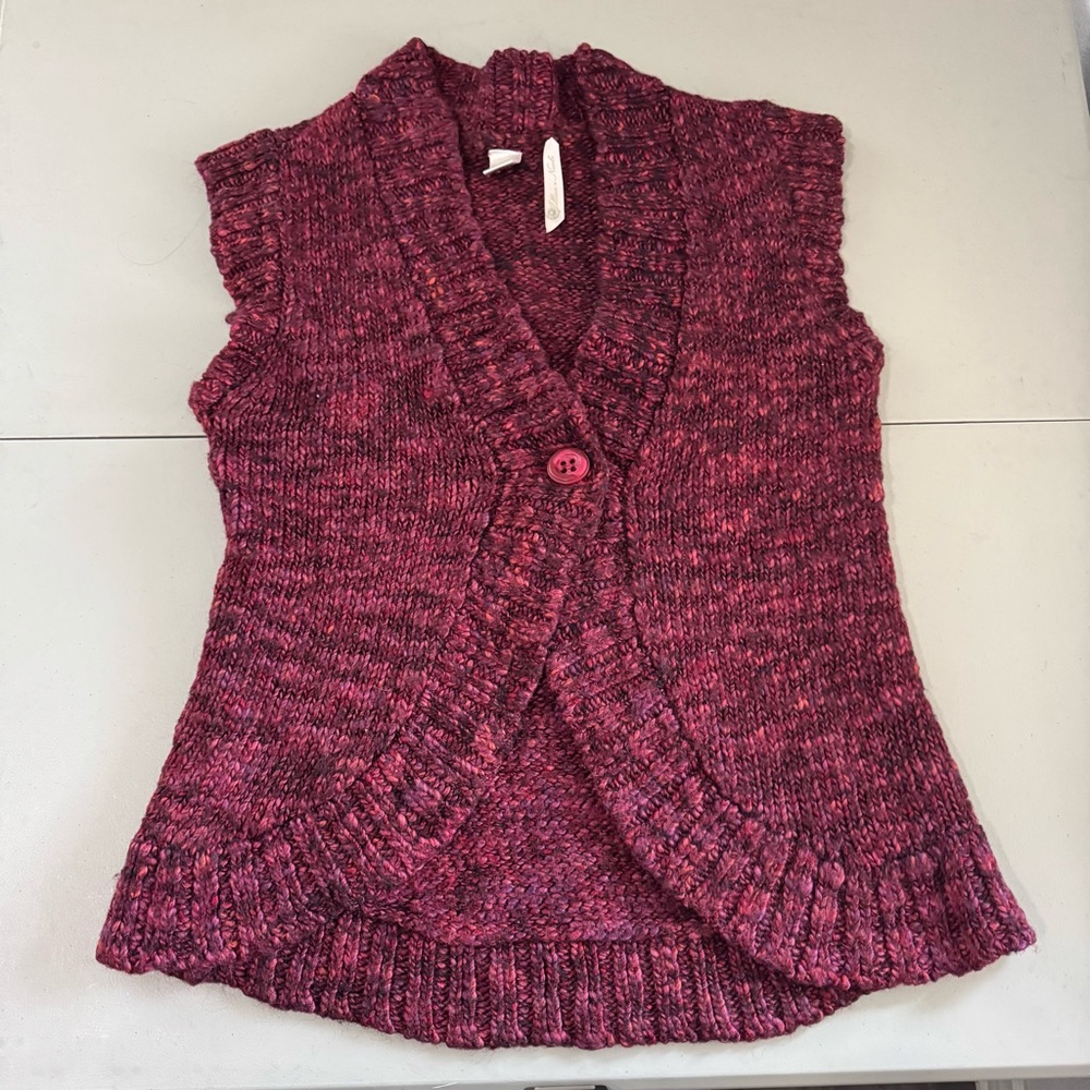 Jillian Nicole Women’s Knit Sweater Cardigan Red Marbled X-Large Cap Sleeve